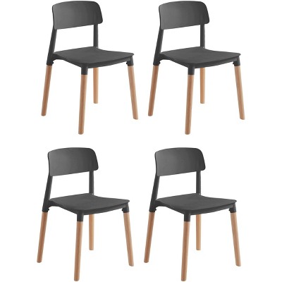 Nordlys Set of 4 Wood and Polypropylene Dining Chairs Modern Design Style Dining Room