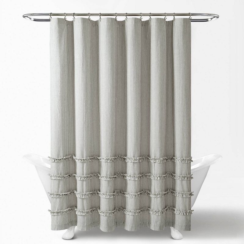 Vintage Stripe Yarn Dyed Cotton Shower Curtain Denim - Lush Décor, 3 of 9