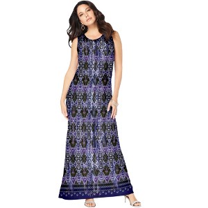 Roaman's Women's Plus Size Petite Ultrasmooth Fabric Sleeveless Maxi Dress - 1 of 4