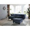 L-Shaped Sectional Sofas Chaise in Velvety MicroSuede with Tufted Rolled Back, Pocketed Coil Cushions & Hardwood Frame, Chrome Nailhead Trim - 2 of 4