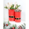 AuldHome Design Red Santa Christmas Greenery Buckets Set of 2, Santa Pants Nesting Metal Buckets - 4 of 4