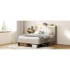 DOMETOUR Twin Size Platform Bed Frame with Fabric Upholstered Headboard and Wooden Slats Support, Fully Upholstered Mattress - 2 of 4