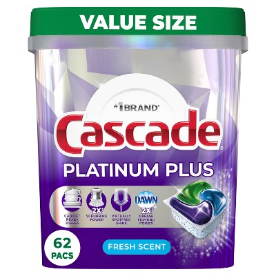 Cascade Fresh Platinum Plus Action Pacs Dishwasher Detergents - 62ct