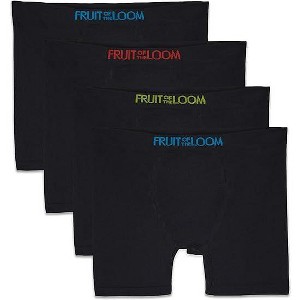 Fruit of the Loom Boys' Seamless Comfort Boxer Brief Underwear 4pk - Black - 1 of 3