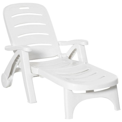 73.5'' Outdoor Chaise Lounge, 5 Level Adjustable Backrest Lounge Chair with Wheels