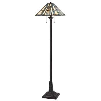 62" Metal/Resin Floor Lamp with Tiffany Stained Glass Shade Dark Bronze - Cal Lighting