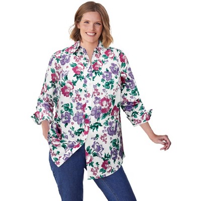 Woman Within Women's Plus Size Perfect Long Sleeve Shirt