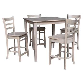 36"x36" Counter Height Dining Set with 4 Emily Stools - International Concepts