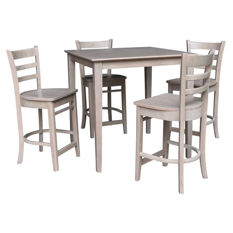 36"x36" Counter Height Dining Set with 4 Emily Stools - International Concepts, 1 of 6
