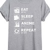 Women's - Instant Message - Eat Sleep Anime Repeat Oversized Graphic T-Shirt - 2 of 4