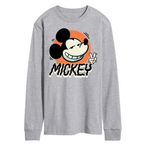 Men's - Disney - Mickey Peace Long Sleeve Graphic T-Shirt - 1 of 4