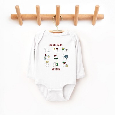 The Juniper Shop Christmas Spirits Red Words Baby Long Sleeve Bodysuit - 18 Month - White