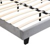 Okak Queen Size Bed Frame Upholstered Bed Button Tufted with Curve Design - Strong Wood Slat Support, Light Grey Velvet, LED light - 4 of 4