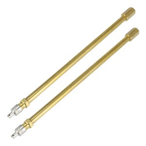 Unique Bargains Brass Auto Tire Valve Extension Adaptor Air Tyre Stem Extender Inflation Stright Bore for Car Gold Tone 2 Pcs - 1 of 4