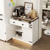 Vlsrka Sideboard With LED Light,White - 2 of 4