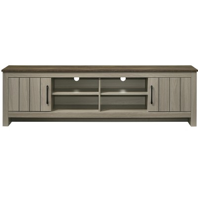 VYNXARI 68.5"W Gray Oak TV Stand with Shelves and Cabinet Doors,Storage Cabinets with doors and shelves