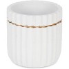 Cheung's Aurine Round Gold Trimmed Ridged Ceramic Pot - Small - White - 3 of 4
