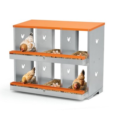 Metal Chicken Nesting Boxes, Two-Tier Chicken Egg Laying Box with 6 Compartments Large Vented Holes Chicken Coop