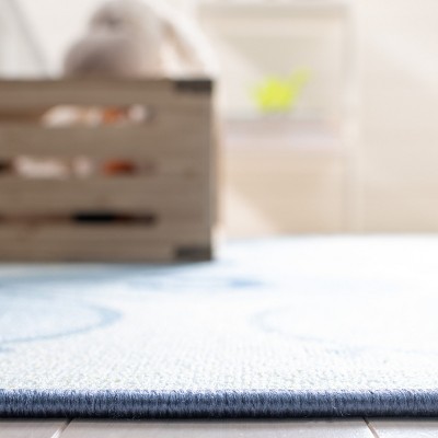 Blue Geometric Kids Washable Non-slip Area Rug