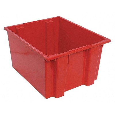 Quantum Storage Systems Stack And Nest Tote, 23-1/2"W X 19-1/2"D X 13"H, Heavy Duty, 2.60 Cu. Ft. Capacity, Red Polypropylene