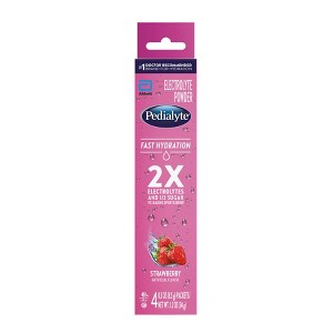 Pedialyte Fast Hydration Electrolyte Powdered Drink - Strawberry - 1.2oz/4pk - 1 of 4