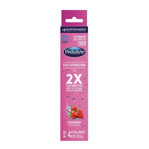 Pedialyte Fast Hydration Electrolyte Powdered Drink - Strawberry - 1.2oz/4pk - image 1 of 4