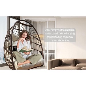 CAVINAS Egg Outdoor Hammock Basket Swing Chair with UV Resistant Cushion and Foldable Frame,Porch Swing for Balcony,Garden,Courtyard - 1 of 4