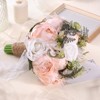 Unique Bargains Wedding Bridal Artificial Bouquet Artificial Flower 9.4" x 11.8" Nude Pink 1 Pcs - 4 of 4