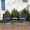 Aoodor 3 Pieces Outdoor Patio Wicker Furniture Set, Modern Rattan Chair Conversation Sets with Coffee Table for Balcony, Porch, Garden, Yard - 3 of 4