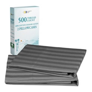 Luxury 500 Thread Count Pillowcase Set - 100% Cotton Sateen, Cool & Breathable by California Design Den - 1 of 4
