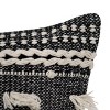 Black Striped Hand Woven 18x18" Cotton Decorative Throw Pillow with Pulled Yarn Accents - Foreside Home & Garden - 2 of 4