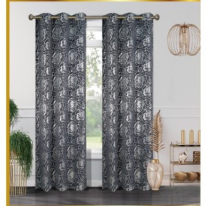 Floral Metallic Blackout Grommet Curtain Panels (Set of 2) - 1 of 4