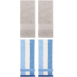 REGALWOVEN 4 Pcs Cotton Soft Comfortable Absorbent Striped Hand Towel - 1 of 4