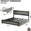 Acekool Queen Size Bed Frame with Four Storage Drawers & Charging Station, Riveted Platform Bed with Headboard, Metal Slat Support, Grey - 2 of 4