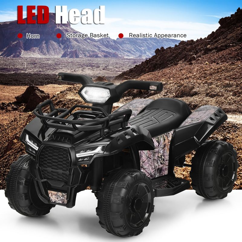 Costway 6V Kids ATV Quad Electric Ride On Car Toy Toddler with LED Light MP3, 4 of 11