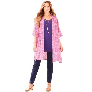 Catherines Women's Plus Size Luxe Georgette Long Duster - 1 of 4