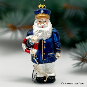 Santa the Ship Captain Glass Ornament, Gift for Boat Commander of the Seas| OrnamentallyYou - 1 of 4