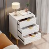 ORRD Modern White & Gold Nightstand, 3-Drawer Bedside Table with Hexagon Pattern & Metal Base, Tall End Table for Bedroom & Living Room - 4 of 4