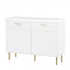 Wooden Storage Cabinet With 2 Doors And 2 Drawers, Accent Cabinet With Steel Pipe Table Legs, Modern Cabinet For Living Room-Cuddlewood - 3 of 4