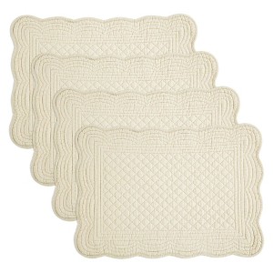 Aoibox Quilted Placemats Set of 4, Washable Rectangular Table Mats for Kitchen, 100% Cotton Fabric, Classic Design for Dining - 1 of 4
