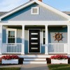 Lirago 36 x 80 Left Hand Inswing Black Fiberglass Front doors with Brickmould 4-9/16" Vinyl Frame Frosted Glass - 3 of 4