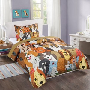 Marcielo Kids Dog Quilt Bedspread Set - 1 of 4