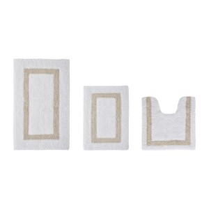 Hotel 3 PC Bath Rug 100% Premium Cotton Tufted Weave Two Tone Reversible Bathroom Rug, Super Soft Absorbent, Machine Washable Bath Mat - 1 of 4