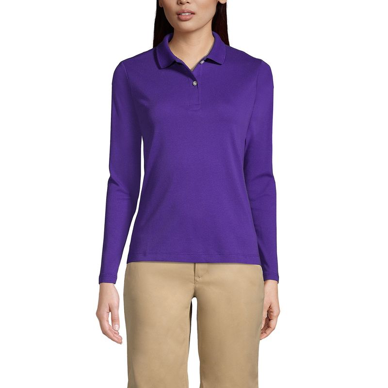 Lands' End School Uniform Women's Long Sleeve Feminine Fit Mesh Polo Shirt, 2 of 3