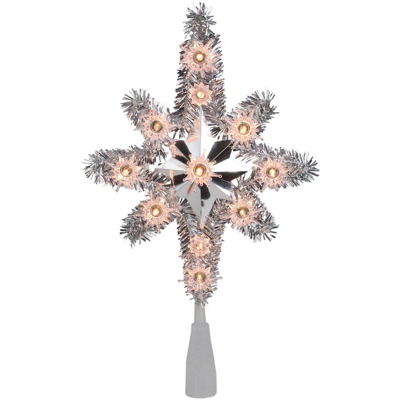 Northlight 11" Silver Lighted Tinsel Star of Bethlehem Christmas Tree Topper - Clear Lights, 2 of 4