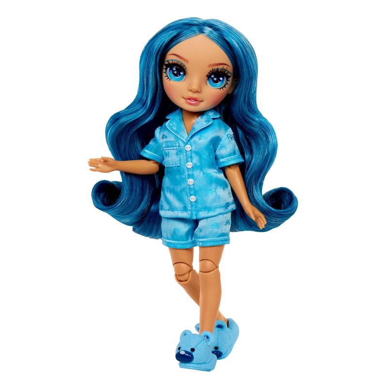 Rainbow High Jr High PJ Party Skyler Blue 9&#39;&#39; Posable Doll with Soft One Piece Pajama, Slippers, Play Accessories, 4 of 11