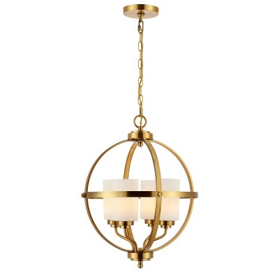 Elegant Farmhouse 22" Globe Pendant in Brass Gold with LED Lights