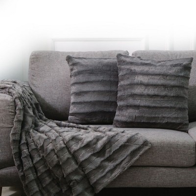 Gray Ultra Soft Faux Fur Reversible Throw Blanket