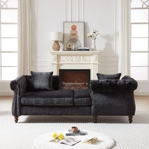 81-inch Chenille Face-to-face Chaise Lounge with Two Pillows,Nailhead trim,Button Tufted Design and Rolled Arms for Lounge, Living room and Office - 1 of 4