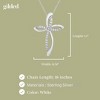 GILDED 1/4 Carat Total Weight Natural Round-Cut Diamonds Swirl Cross Pendant-Necklace in 10KT White Gold or 925 Sterling Silver, 18" Chain - 4 of 4